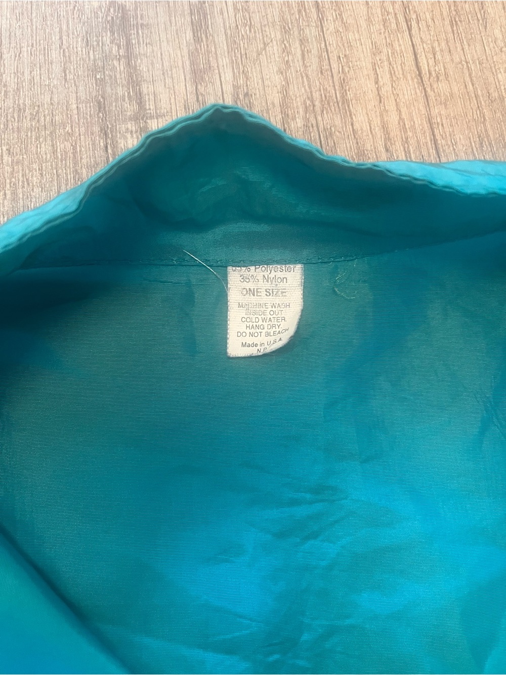 Vintage Surf Style Teal Pullover Windbreaker Raincoat with Neon Logo - Picture 3 of 5